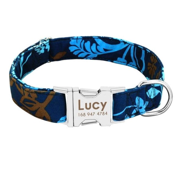 Personalised Dog Collar - Blue / L