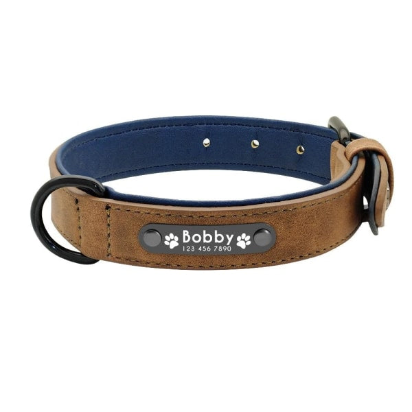 Personalised Leather Dog Collar - Brown / S