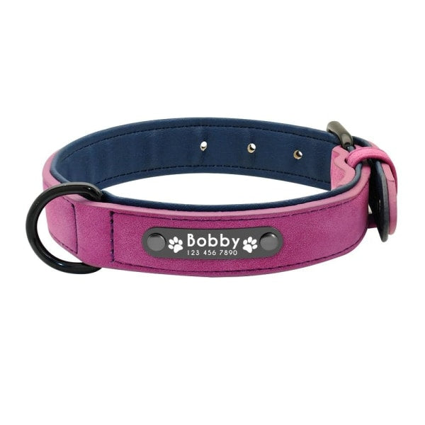 Personalised Leather Dog Collar - Purple / S